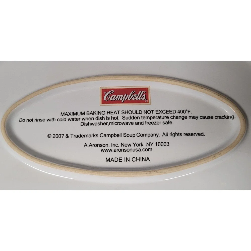 VTG Campbell's Green Bean Casserole 1.5 Qt Oval Ceramic Baking Dish Recipe 2007